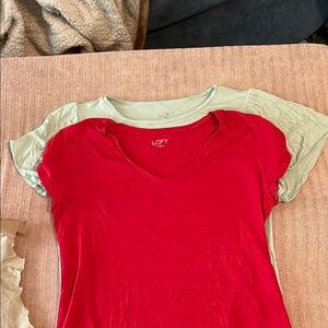 LOFT Vibrant Red and Soft Green Tees